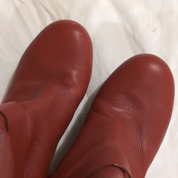 Chloe Leather Buckle Boots sz 8-8.5 Eu Size 38.5 Burnished Rust Moto Style - Picture 3 of 8